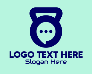 Message - Kettlebell Chat Bubble logo design