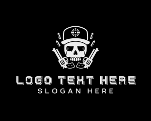 Gamer - Revolver Skull Combat logo design