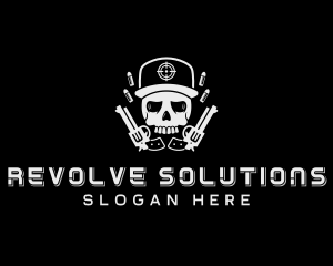 Revolver Skull Combat logo design