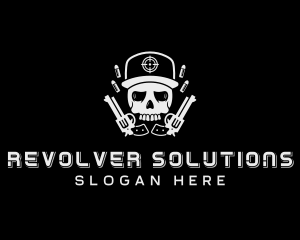 Revolver Skull Combat logo design