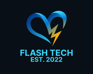 Flash - Thunder Flash Heart logo design