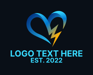 Lightning - Thunder Flash Heart logo design