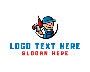 Man - Handyman Builder Drill logo design