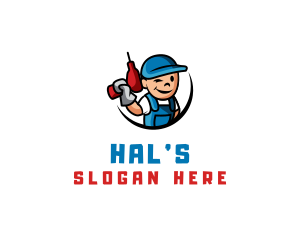 Man - Handyman Builder Drill logo design