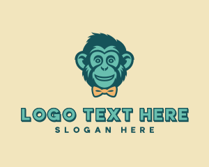 Chimp - Monkey Bow Tie Fashion logo design