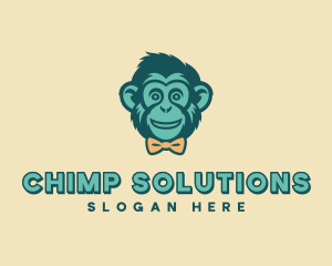 Chimpanzee - Monkey Bow Tie Fashion logo design