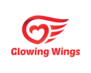 Red Heart Wings logo design