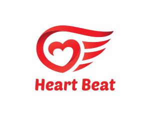 Red Heart Wings logo design