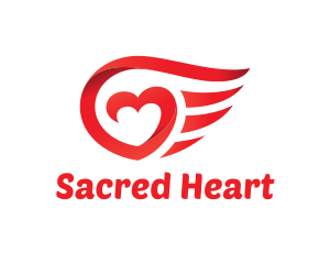 Red Heart Wings logo design