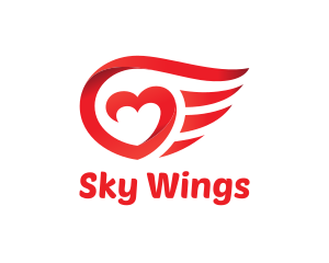 Red Heart Wings logo design