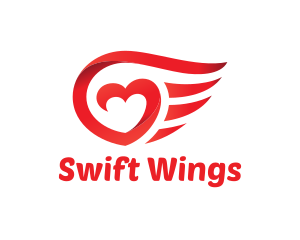 Red Heart Wings logo design