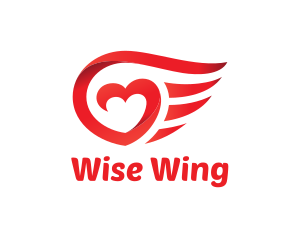 Red Heart Wings logo design