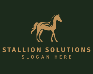 Stallion - Gold Stallion Horse logo design