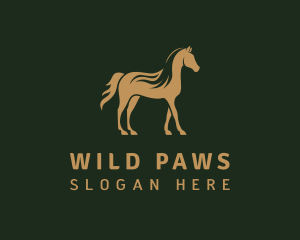 Gold Stallion Horse logo design