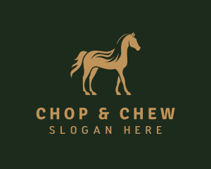 Pony - Gold Stallion Horse logo design