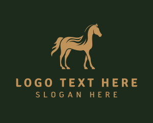 Gold Stallion Horse Logo