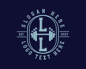 Monogram - Dumbbell Gym Bodybuilding logo design