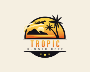 Tropical Beach Island logo design