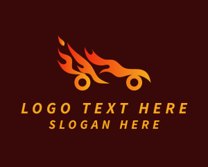 Silhouette - Orange Fast Car Fire logo design
