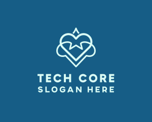 Futuristic Tech Heart logo design