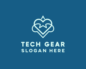 Futuristic Tech Heart logo design