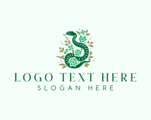 Snake - Flower Leaf Boho logo design