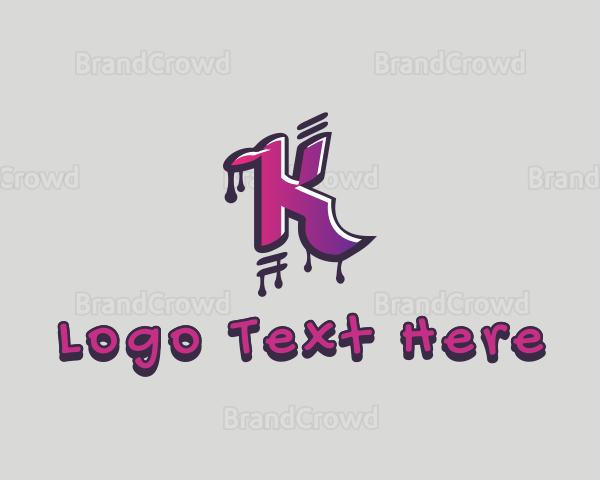 Purple Graffiti Letter K Logo
