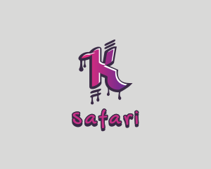 Funky - Purple Graffiti Letter K logo design