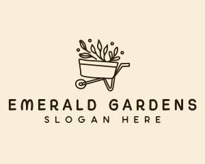 Garden Plant Wheelbarrow logo design