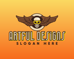 Goggle Skull Wing Gaming logo design