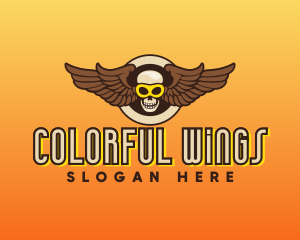 Goggle Skull Wing Gaming logo design