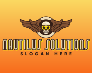 Goggle Skull Wing Gaming logo design