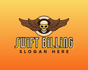 Goggle Skull Wing Gaming logo design