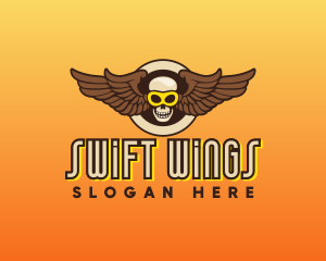 Goggle Skull Wing Gaming logo design