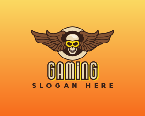 Goggle Skull Wing Gaming logo design