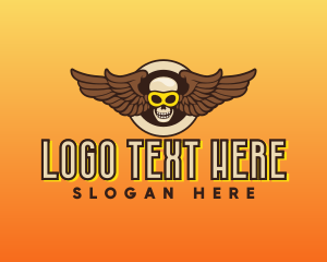 Flight - Goggle Skull Wing Gaming logo design