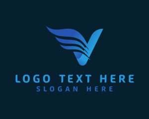Aeronautics - Letter V Company Wing logo design