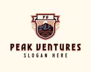 Trekking Mountain Peak logo design