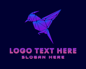 Network - Geometric Cyber Bird logo design
