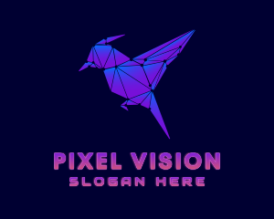 Geometric Cyber Bird logo design