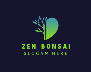 Bonsai - Heart Nature Tree logo design