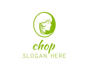Green - Woman Face Hair logo design