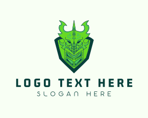 Serpentine - Green Dragon Gaming Shield logo design