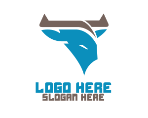 Cow - Blue Wild Bull logo design