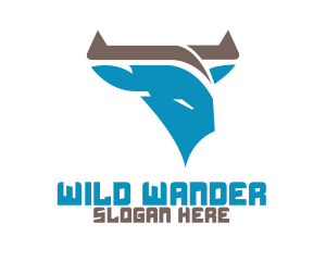 Blue Wild Bull logo design