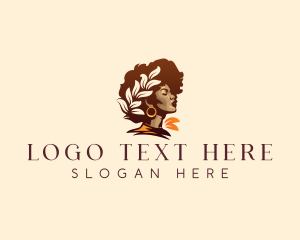 Curly Hair - Afro Glam Woman logo design