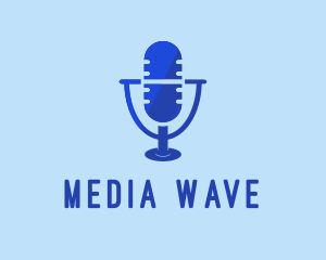 Broadcast - Blue Microphone Mic logo design