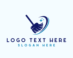Sweeping - Cleaning Maintenance Broom logo design