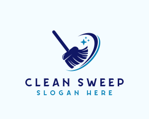 Sweeping - Cleaning Maintenance Broom logo design