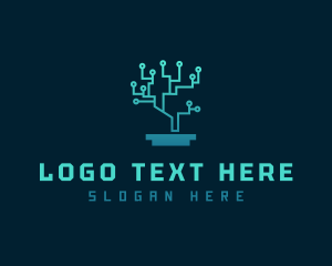 Digital - Circuit Technology Tree logo design